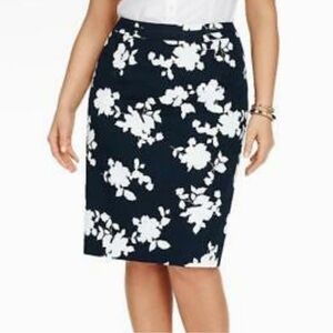 TALBOTS Navy Floral Cotton Pencil Skirt Women’s 6 Petite NWT NEW